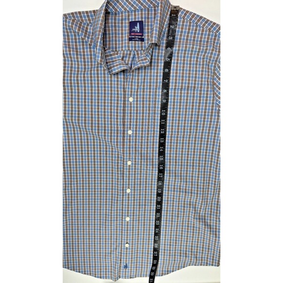 Johnnie-O Prep-Formance Stretch Shirt Mens Large Blue Plaid Performance Casual - Picture 10 of 15